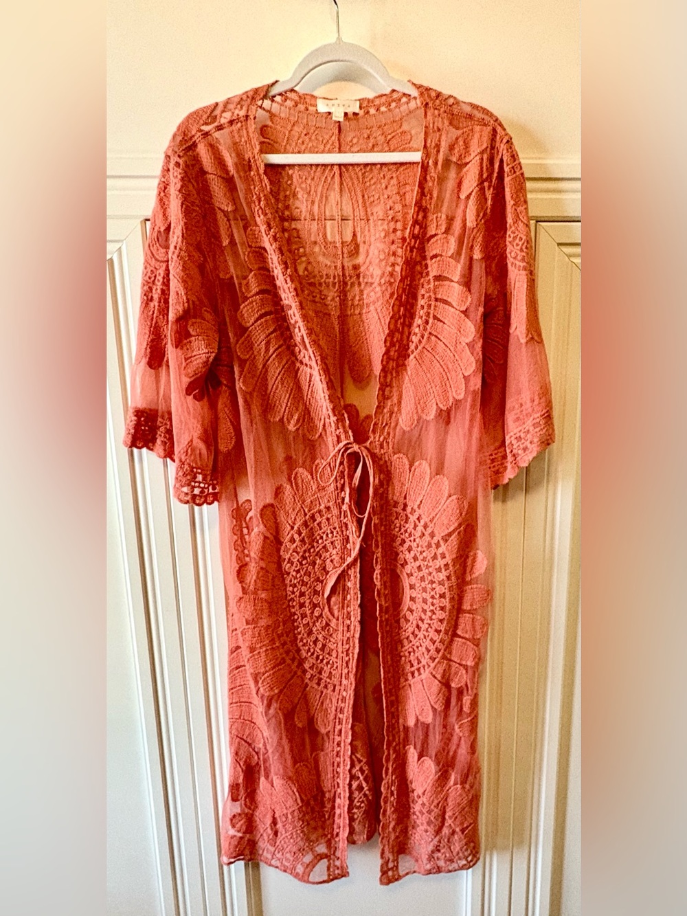 ❤️ BEAUTIFUL FLORAL LACE KIMONO DUSTER SWIMSUIT COVERUP - SIZE LARGE ❤️